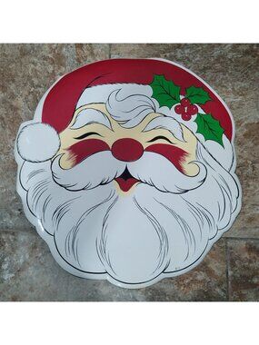 Vintage Town & Country Vinyl Placemat Cheerful Santa Face Design